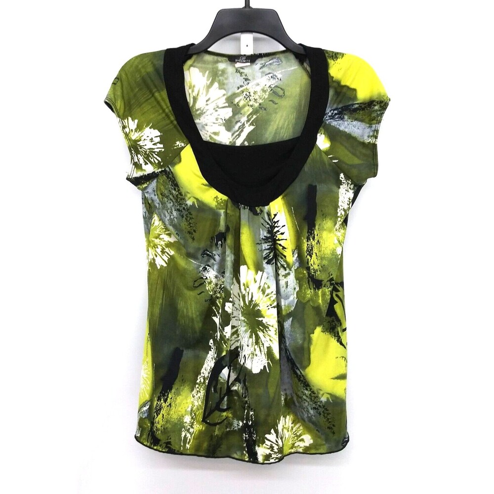 Dynamite Shirt Womens Size L Multicolor Floral Cap Sleeve Pullover Blouse Top